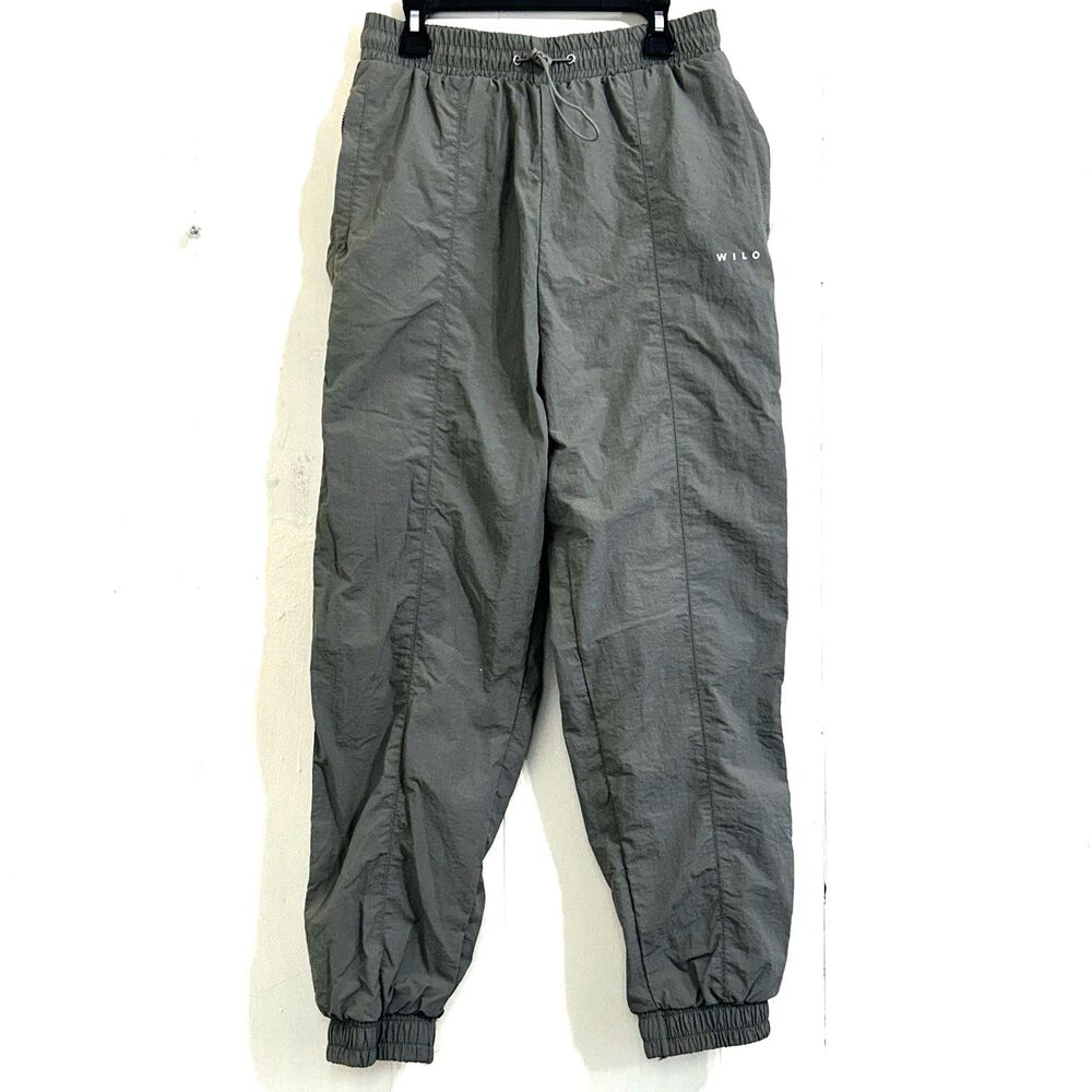 Wilo The Label Parachute Pants Joggers size XS Sage Gray Nylon With Pockets